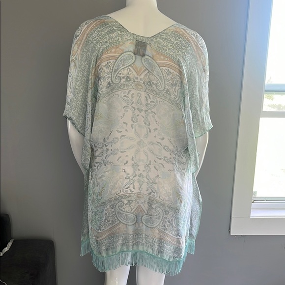 Charlie Paige Mint Sheer Kimono with Fringe - Picture 5 of 5